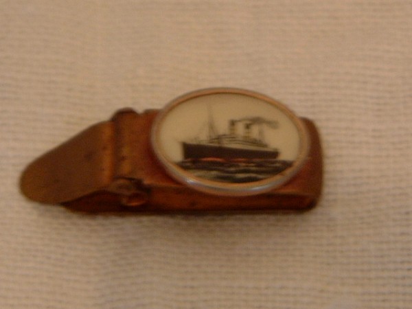UNUSUAL EARLY TIE CLIP SOUVENIR FROM THE CUNARD LINE